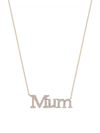 GIROCOLLO IN ORO ROSA 18KT CON DIAMANTI BIANCHI SCRITTA MUM