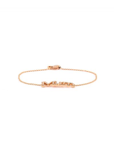 BRACCIALE IN ORO ROSA 18KT SCRITTA MUM CON DIAMANTI BIANCHI