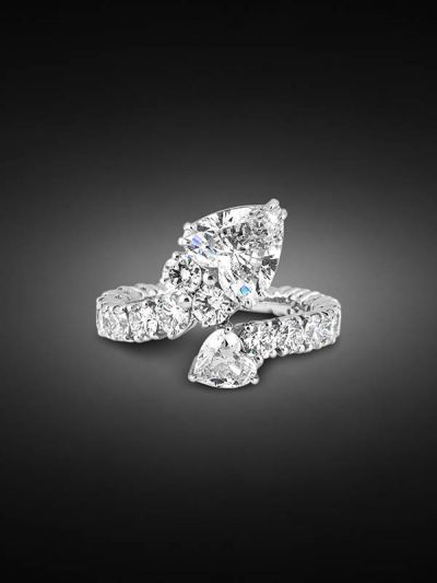 ANELLO CONTRARIE' IN ORO BIANCO 18KT CON DIAMANTI