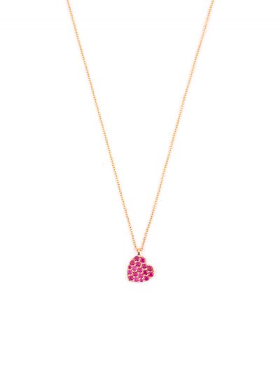 GIROCOLLO IN ORO ROSA 18KT CUORE CON RUBINI