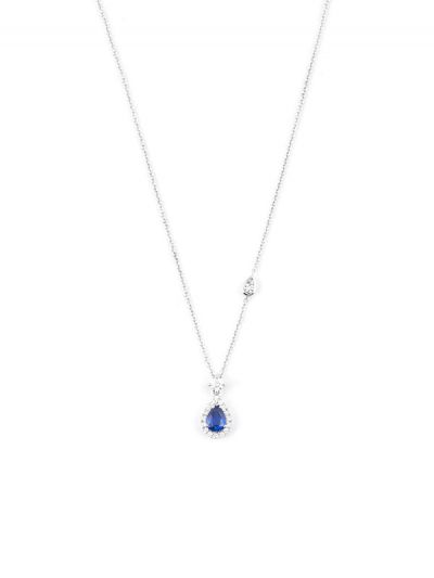 GIROCOLLO IN ORO BIANCO 18KT CON DIAMANTI E ZAFFIRO BLU
