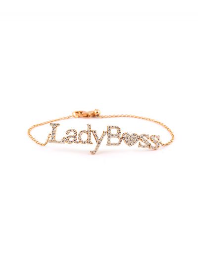 BRACCIALE IN ORO ROSA 18KT CON DIAMANTI SCRITTA LADY BOSS