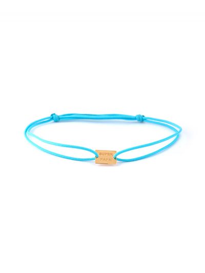 BRACCIALE CON CORDINO E RETTANGOLO IN LASTRA IN ORO GIALLO 18KT SCRITTA SUPER PAPA'