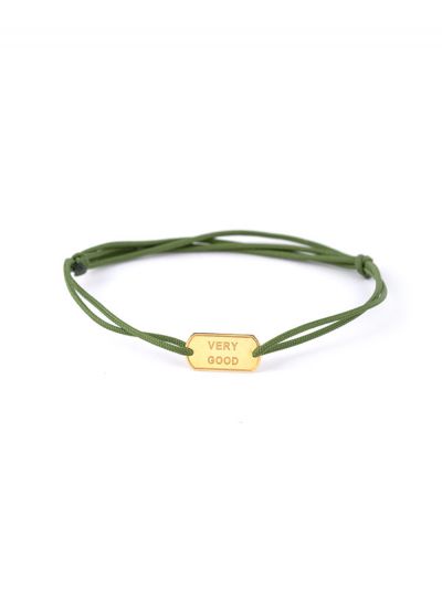 BRACCIALE CON CORDINO E PIASTRA MILITARE IN LASTRA IN ORO GIALLO 18KT SCRITTA VERY GOOD