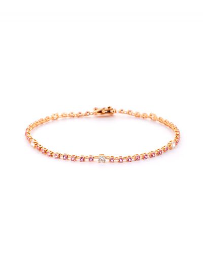 BRACCIALE IN ORO ROSA 18KT CON DIAMANTI E ZAFFIRI ROSA