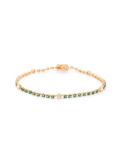 BRACCIALE IN ORO ROSA 18KT CON DIAMANTI BIANCHI E SMERALDI