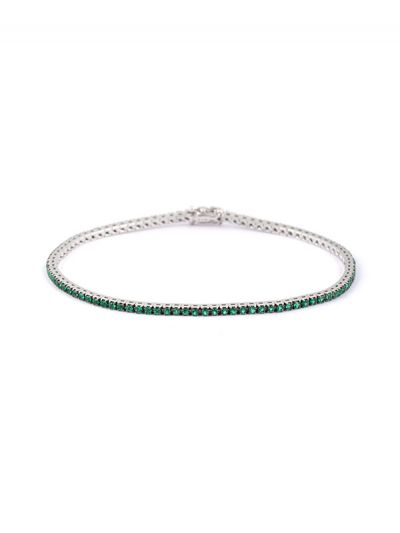 BRACCIALE TENNIS IN ORO BIANCO 18KT CON SMERALDI VERDI