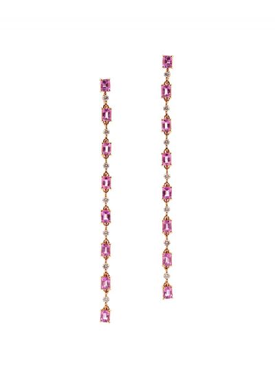 ORECCHINI IN ORO ROSA 18KT CON DIAMANTI E ZAFFIRI ROSA