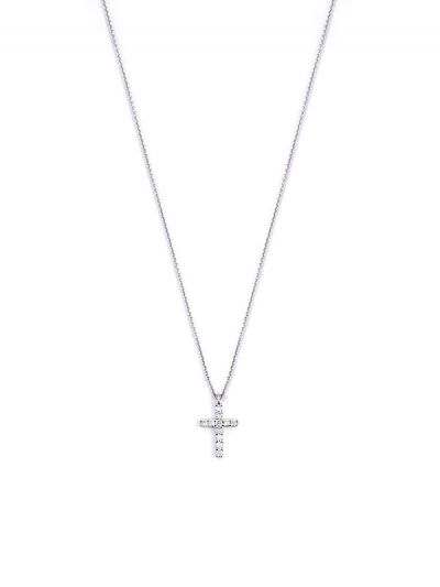 GIROCOLLO IN ORO BIANCO 18KT CROCE DI DIAMANTI
