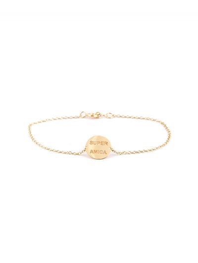 BRACCIALE IN ORO GIALLO 9KT TONDO IN LASTRA SCRITTA SUPER AMICA