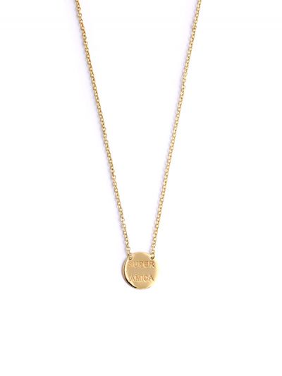 GIROCOLLO IN ORO GIALLO 9KT TONDO IN LASTRA SCRITTA SUPER AMICA