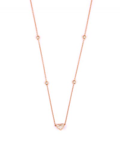 GIROCOLLO IN ORO ROSA 18KT CUORE CON DIAMANTI E DIAMANTI