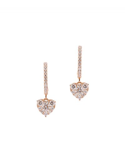 ORECCHINI IN ORO ROSA 18KT CUORE DI DIAMANTI