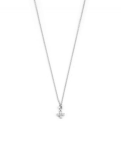 GIROCOLLO IN ORO BIANCO 18KT CROCE CON DIAMANTI