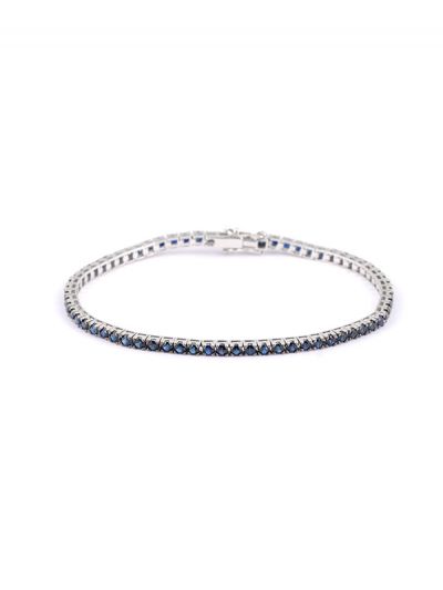 BRACCIALE TENNIS IN ORO BIANCO 18KT CON ZAFFIRI BLU