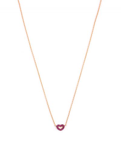 GIROCOLLO IN ORO ROSA 18KT CUORE CON RUBINI