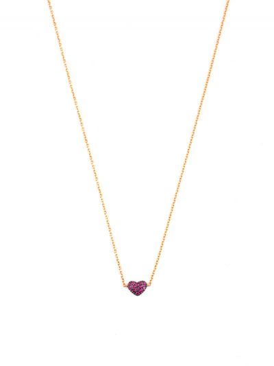 GIROCOLLO IN ORO ROSA 18KT CUORE CON RUBINI