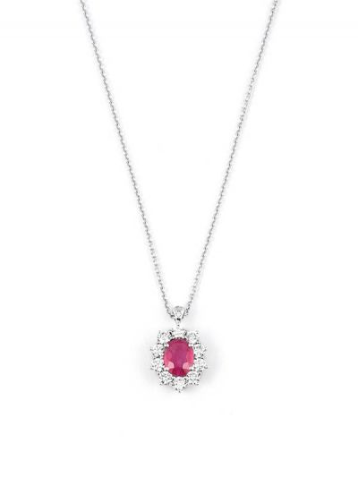 GIROCOLLO IN ORO BIANCO 18KT CON RUBINO E DIAMANTI