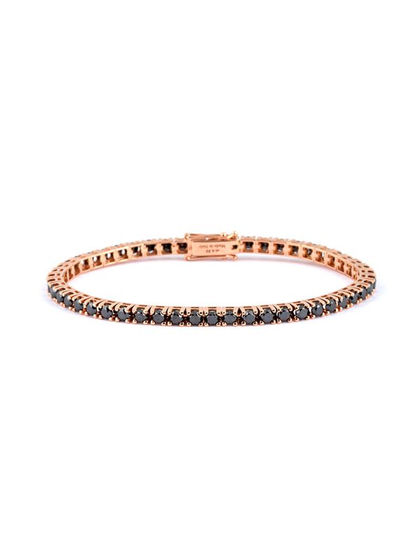 BRACCIALE TENNIS IN ORO ROSA 18KT CON DIAMANTI NERI