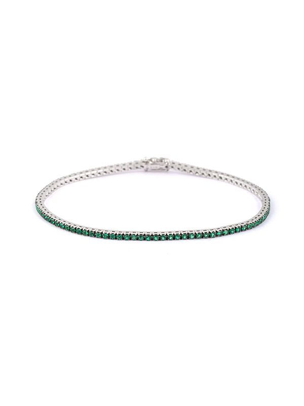 BRACCIALE TENNIS IN ORO BIANCO 18KT CON SMERALDI VERDI