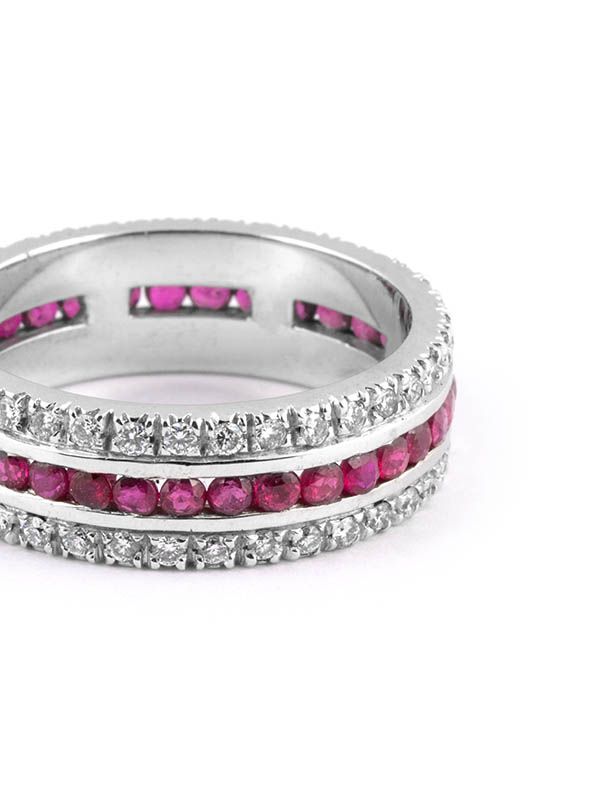 FEDINA IN ORO BIANCO 18KT CON DIAMANTI E RUBINI