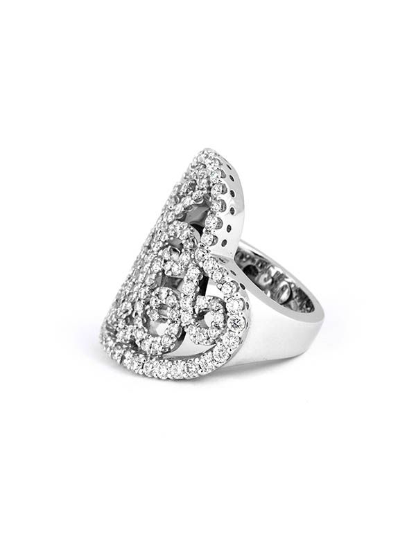 ANELLO FANTASIA A CUORE IN ORO BIANCO 18KT CON DIAMANTI